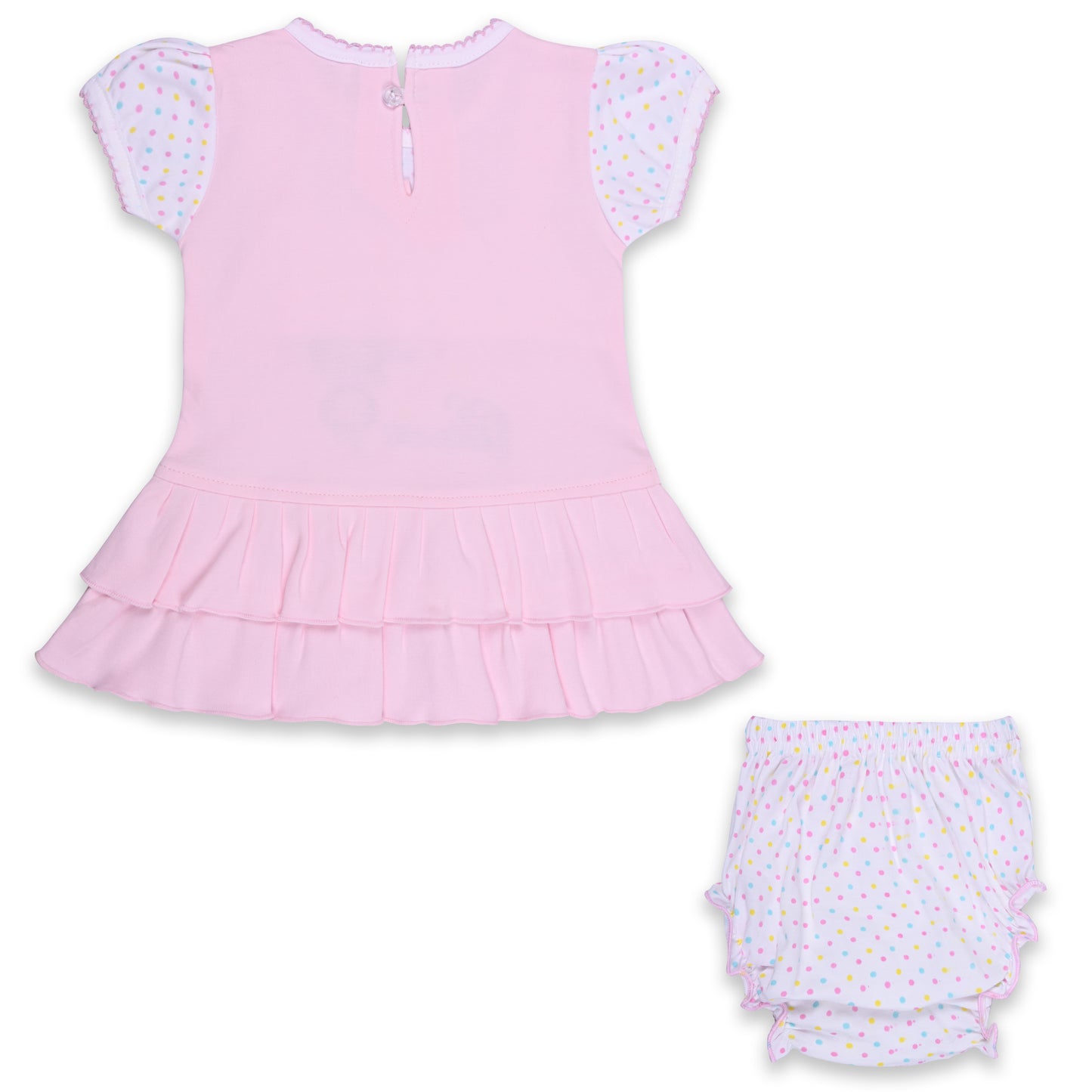 Girls Embroidered Puff Sleeve Frock Dress comes with Brief bt732