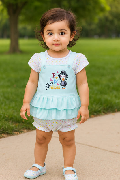 Girls Embroidered Puff Sleeve Frock Dress comes with Brief bt732