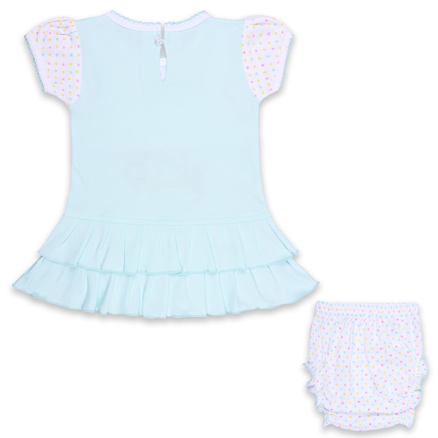 Girls Embroidered Puff Sleeve Frock Dress comes with Brief bt732