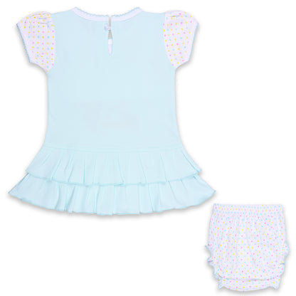 Girls Embroidered Puff Sleeve Frock Dress comes with Brief bt732
