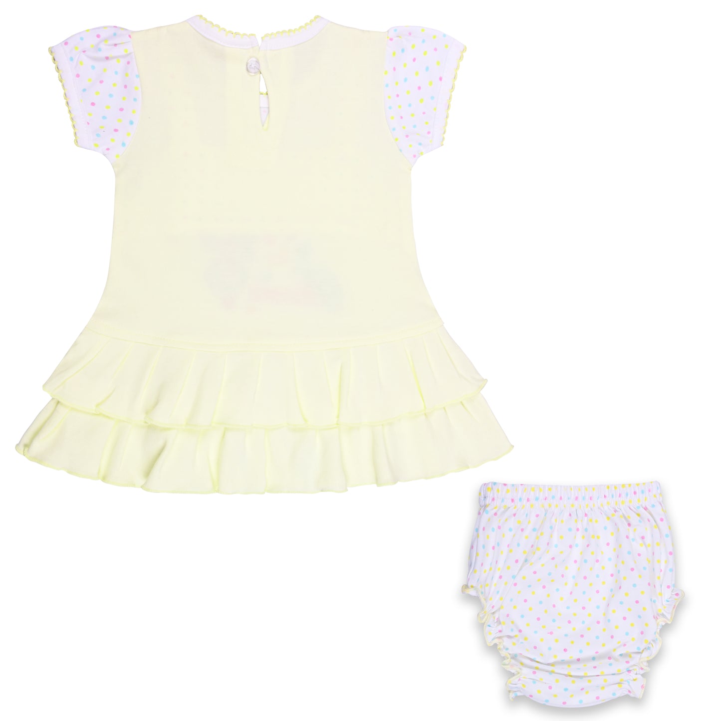 Girls Embroidered Puff Sleeve Frock Dress comes with Brief bt732