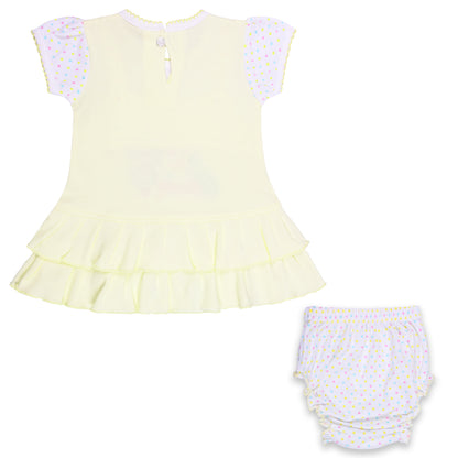 Girls Embroidered Puff Sleeve Frock Dress comes with Brief bt732