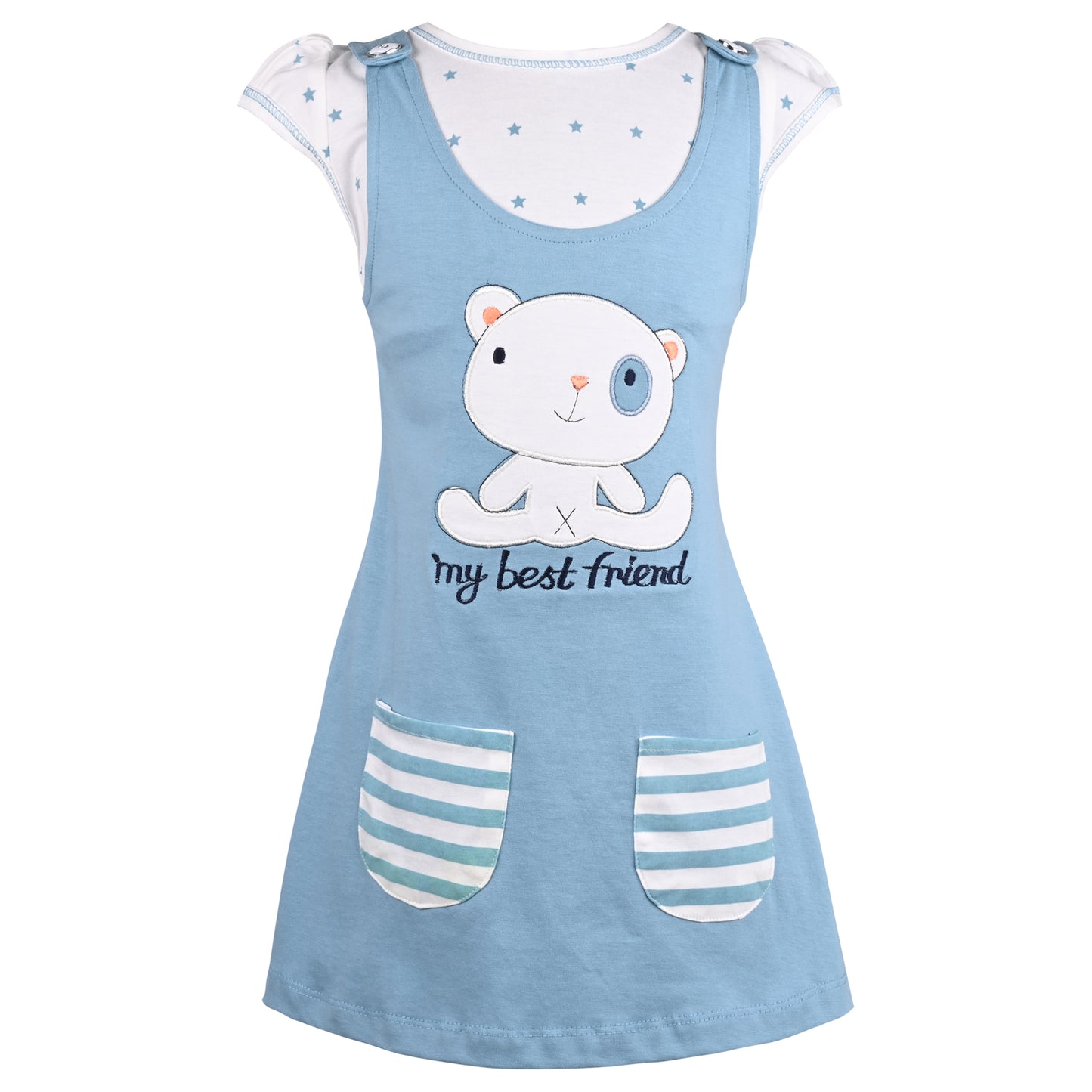 Girls Polka Print Fit and Flare Cap Sleeve Frock Dress bt787