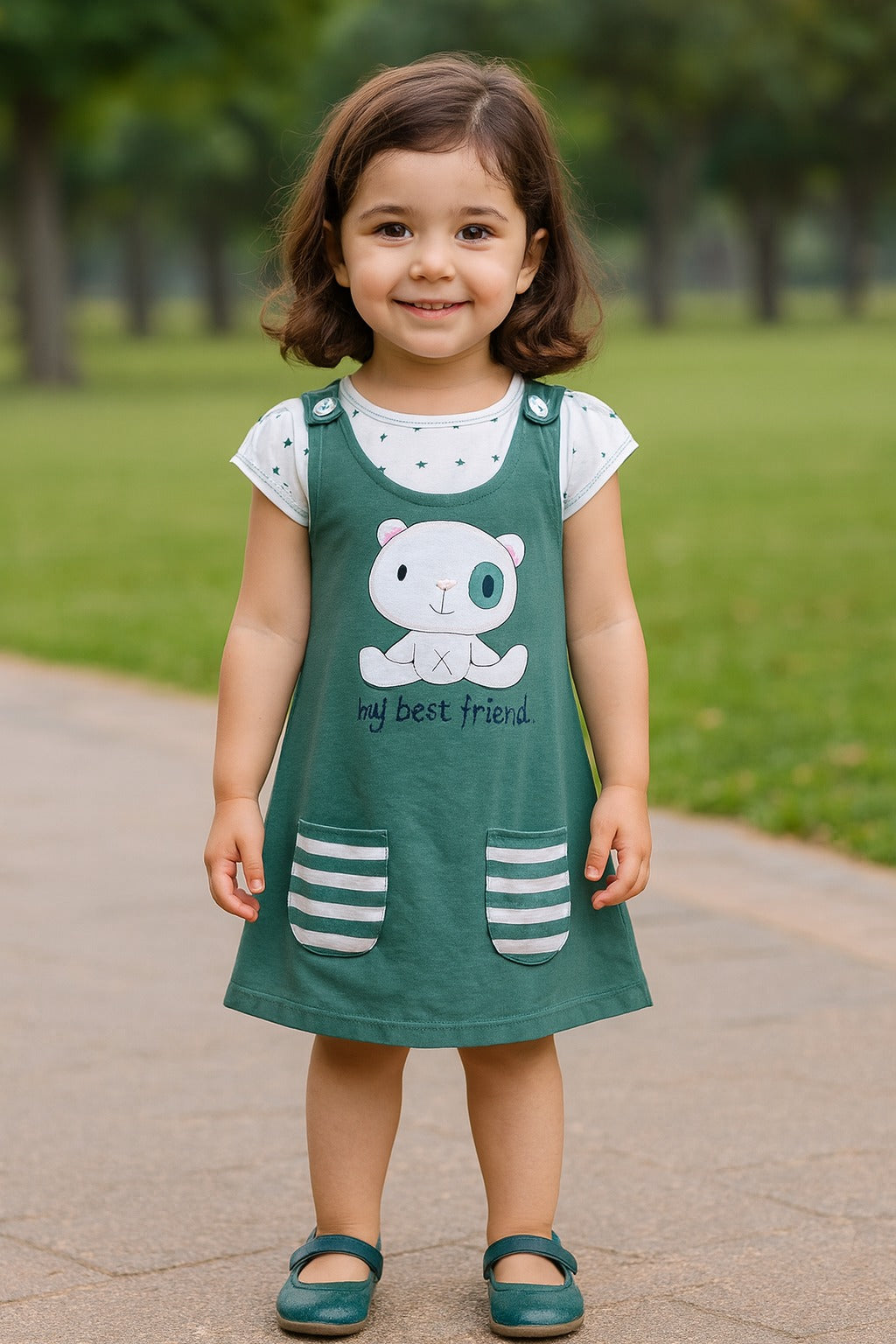 Girls Polka Print Fit and Flare Cap Sleeve Frock Dress bt787