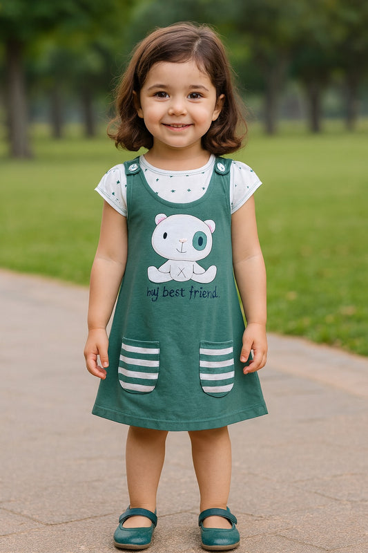 Girls Polka Print Fit and Flare Cap Sleeve Frock Dress bt787