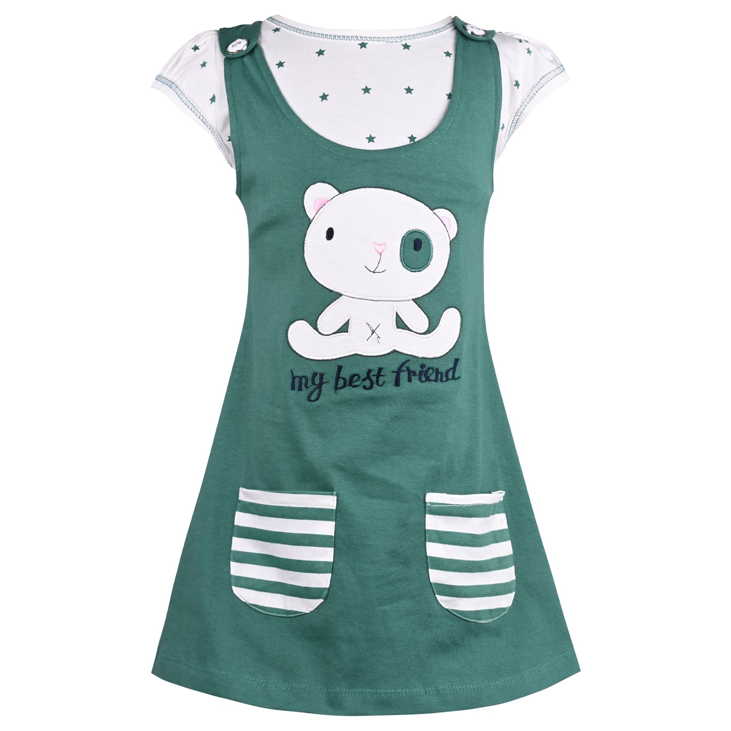 Girls Polka Print Fit and Flare Cap Sleeve Frock Dress bt787