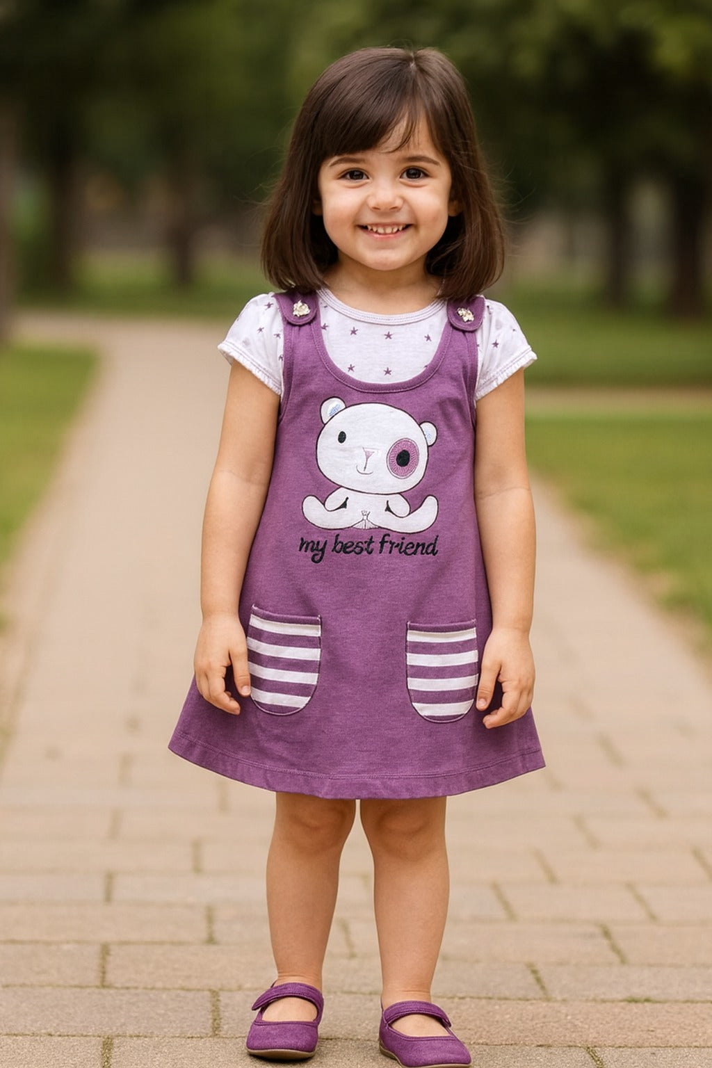 Girls Polka Print Fit and Flare Cap Sleeve Frock Dress bt787