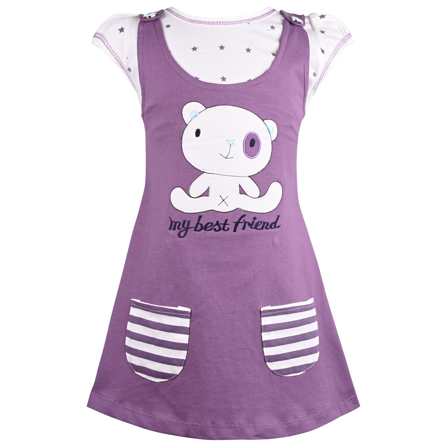 Girls Polka Print Fit and Flare Cap Sleeve Frock Dress bt787