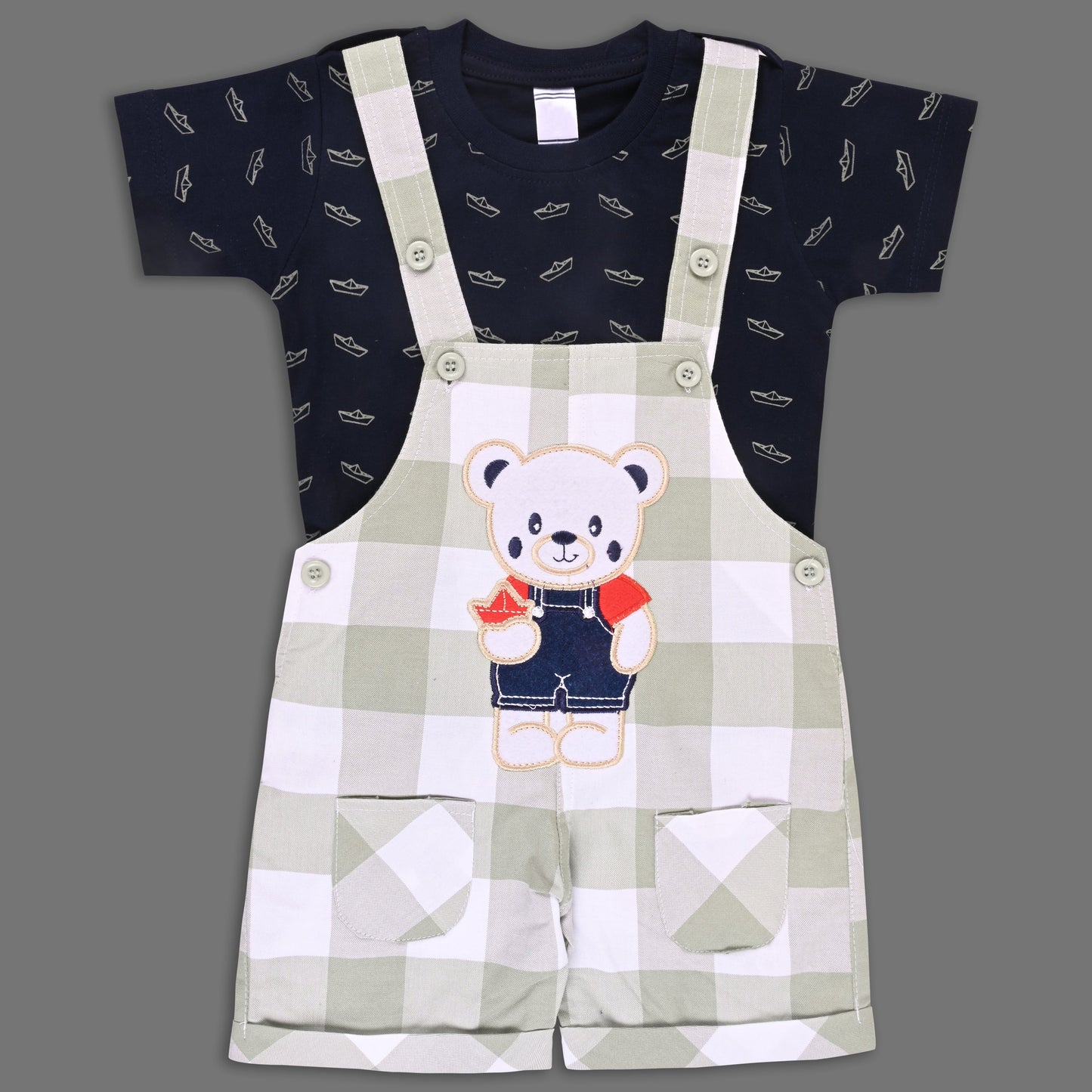 Boys Striped T-shirt and Denim Dungaree Set