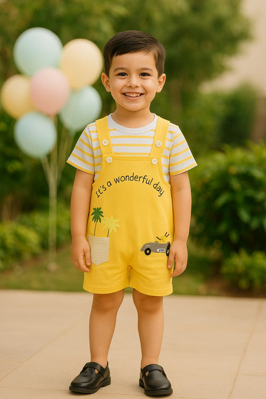 Boys Striped T-shirt and Dungaree Clothing Set