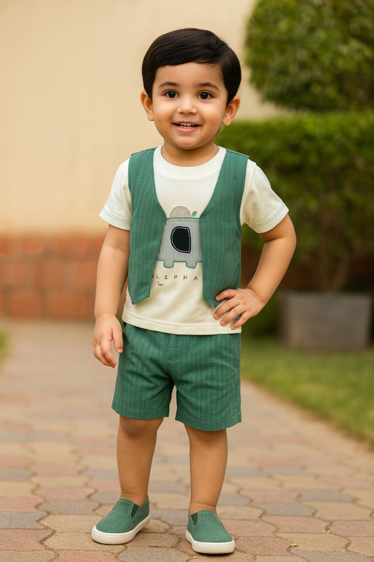 Boys Elephant Print Clothing Set