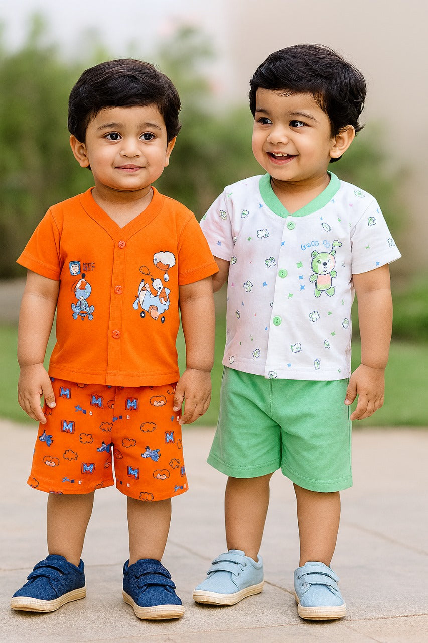 Baby Boys Casual T-shirt Shorts combo  btc2056orgrn
