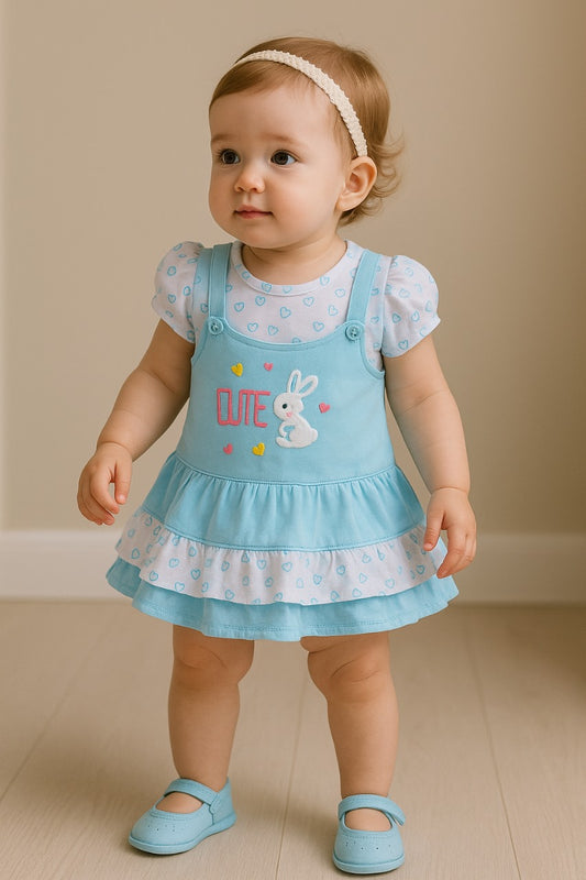 Baby Girls Printed A-Line Frock Dress With Brief bte755