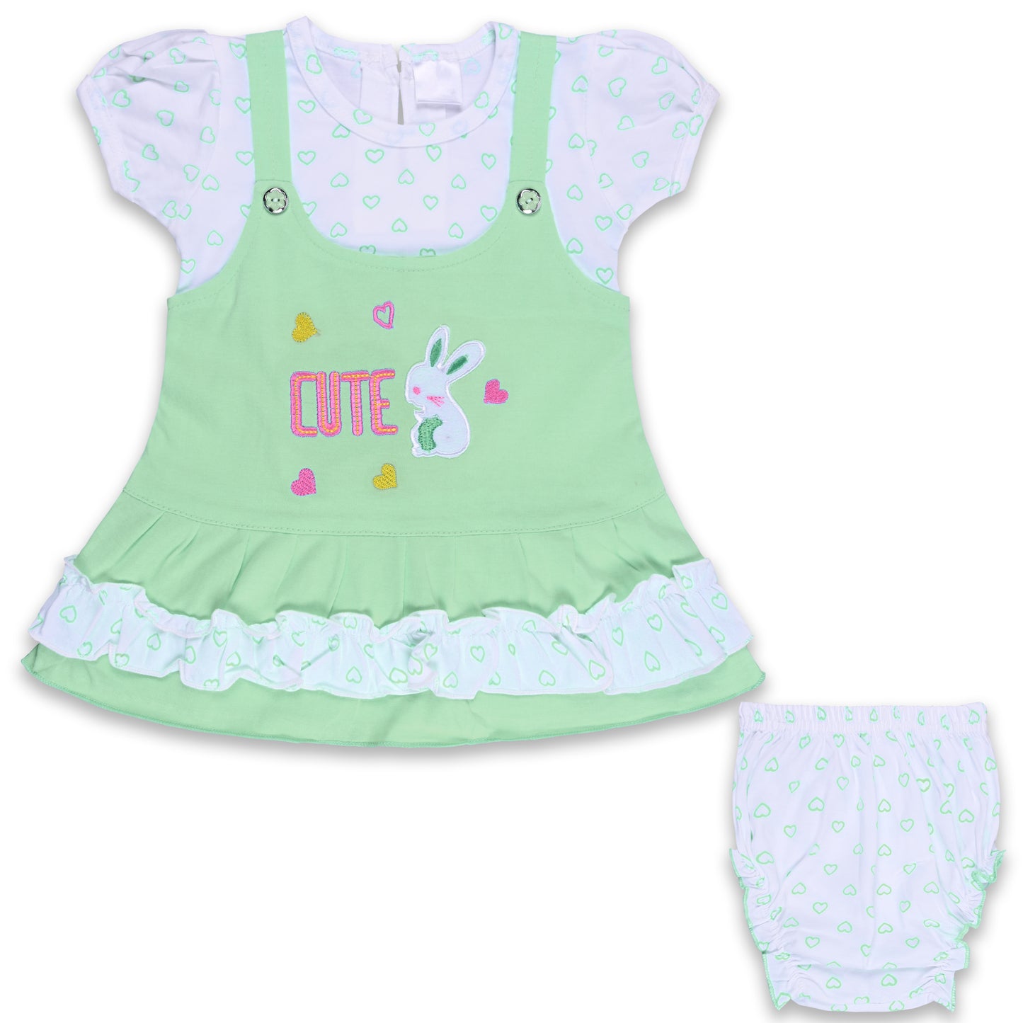 Baby Girls Printed A-Line Frock Dress With Brief bte755