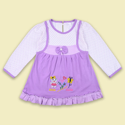 Girls Polka And Applique Print Top And Pant Full Sleeve Clothing Se