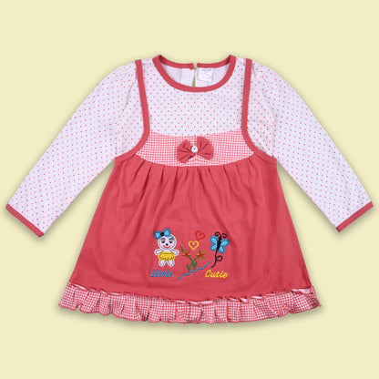 Girls Polka And Applique Print Top And Pant Full Sleeve Clothing Se