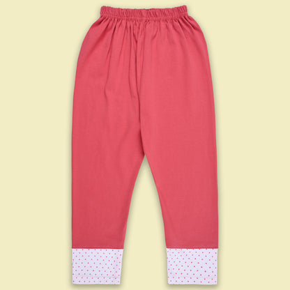 Girls Polka And Applique Print Top And Pant Full Sleeve Clothing Se