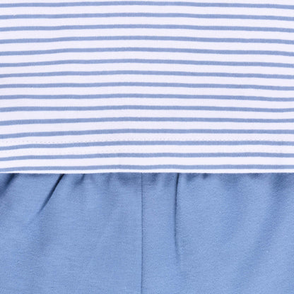 Boys Striped Teddy Print Cotton T-shirt and Shorts Set bte849
