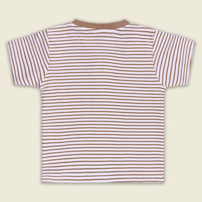 Boys Striped Teddy Print Cotton T-shirt and Shorts Set bte849