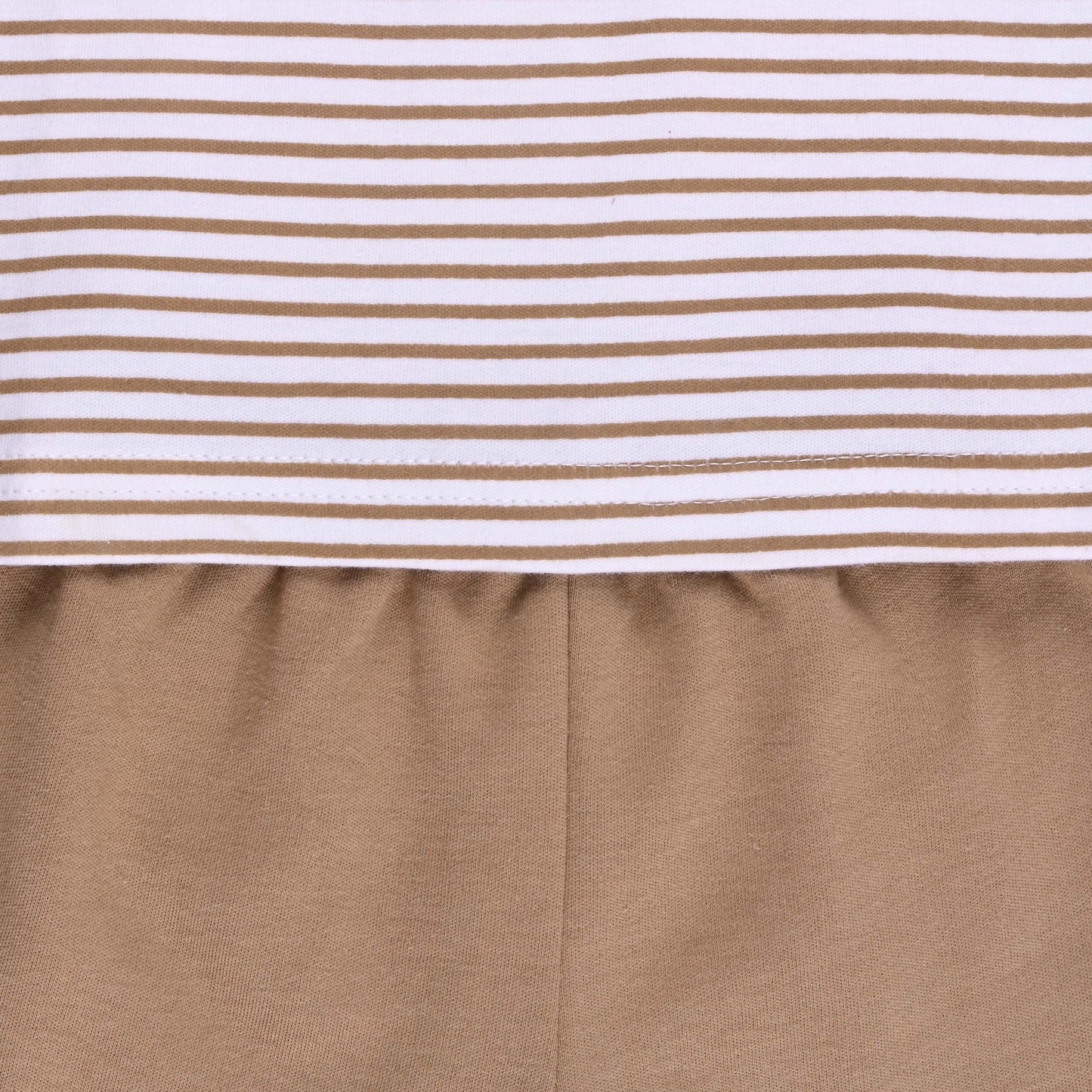 Boys Striped Teddy Print Cotton T-shirt and Shorts Set bte849