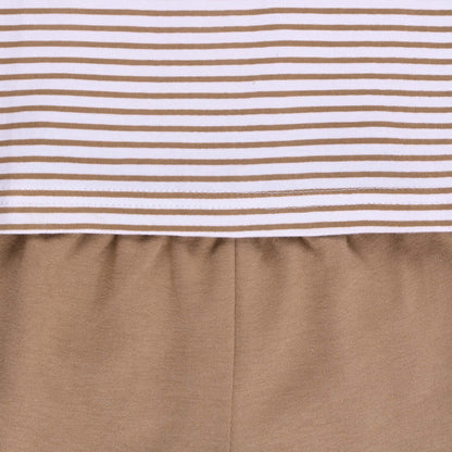 Boys Striped Teddy Print Cotton T-shirt and Shorts Set bte849