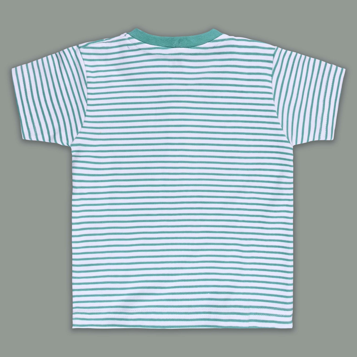 Boys Striped Teddy Print Cotton T-shirt and Shorts Set bte849