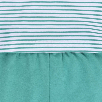Boys Striped Teddy Print Cotton T-shirt and Shorts Set bte849
