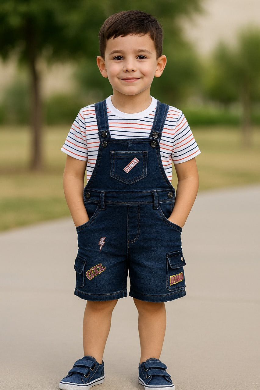 Baby Boys Striped T-Shirt and Shorts Dungaree Set - Wish Karo - photo 1