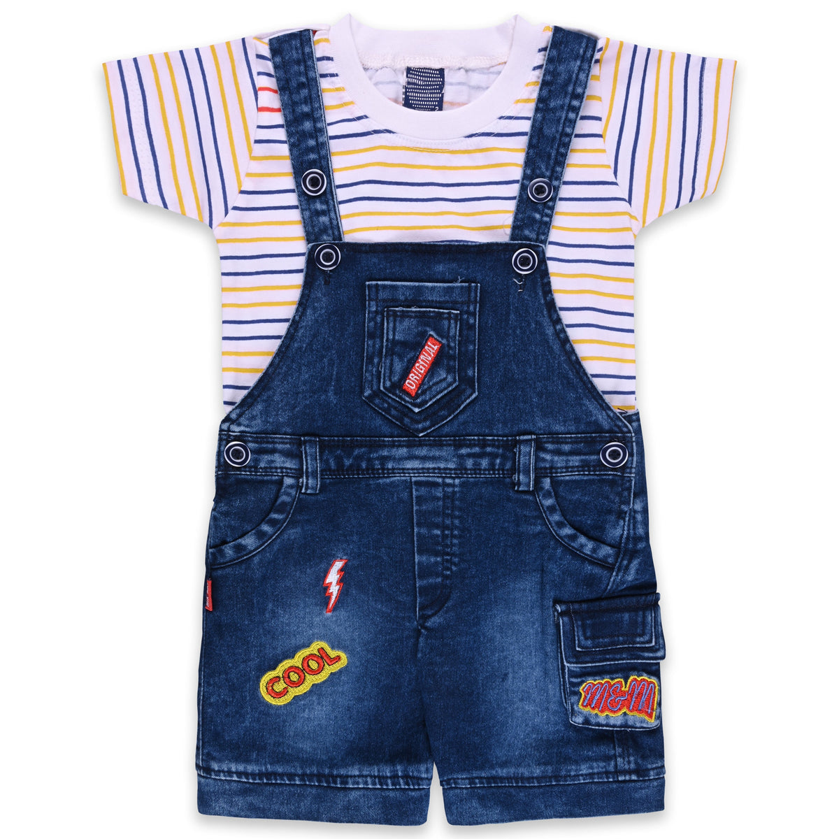 Baby Boys Striped T-Shirt and Shorts Dungaree Set - Wish Karo - photo 10