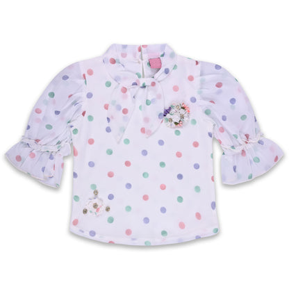 Girls Polka Print Top and Skirt Clothing Set btp776