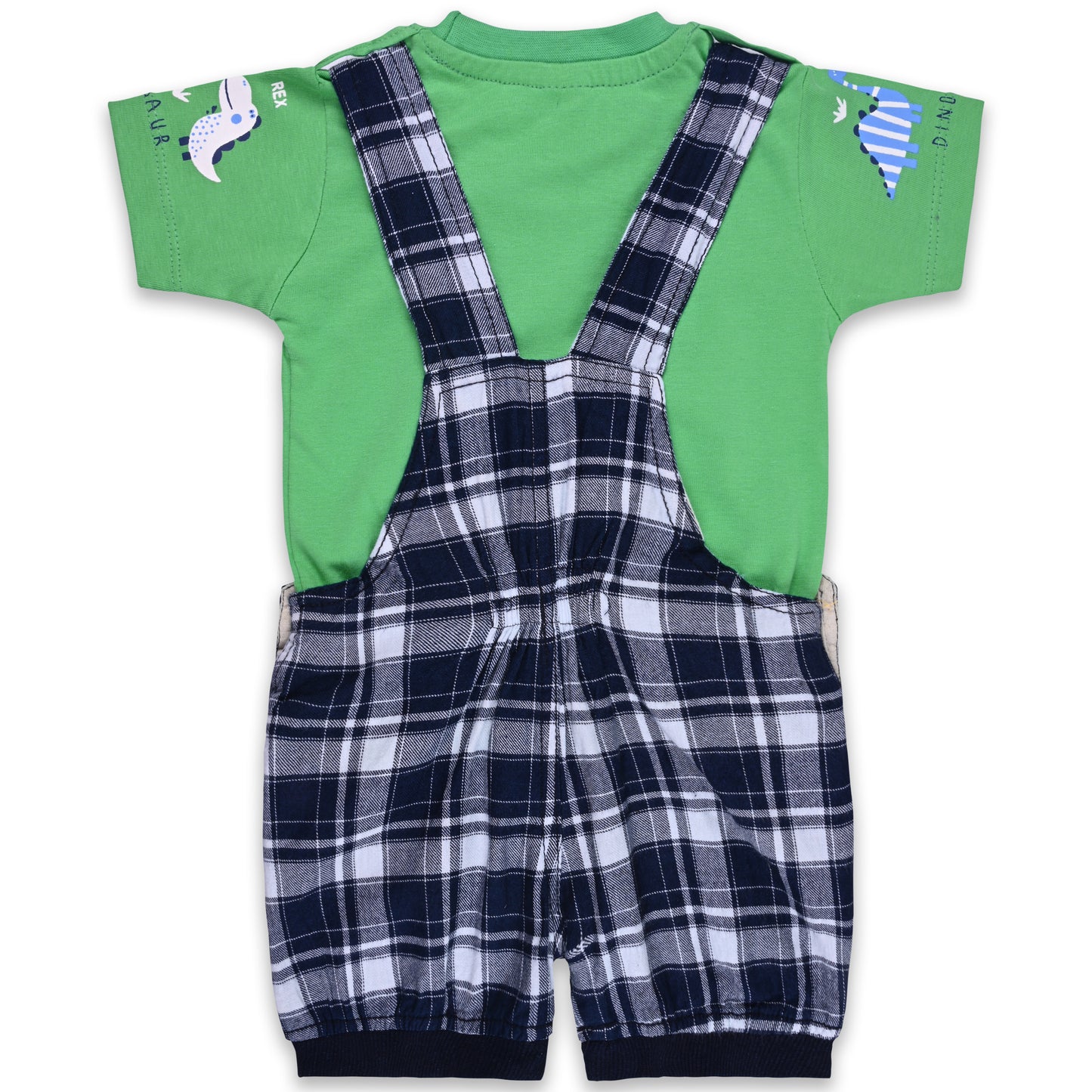 Baby Boys Checked T-Shirt and Shorts Dungaree Set btp798lg