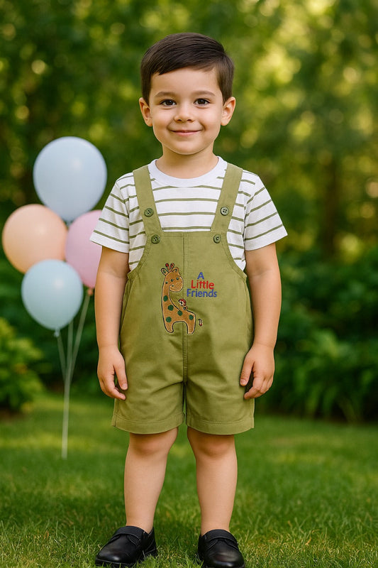 Baby Boys Striped T-Shirt and Shorts Dungaree Set - Wish Karo - photo 1