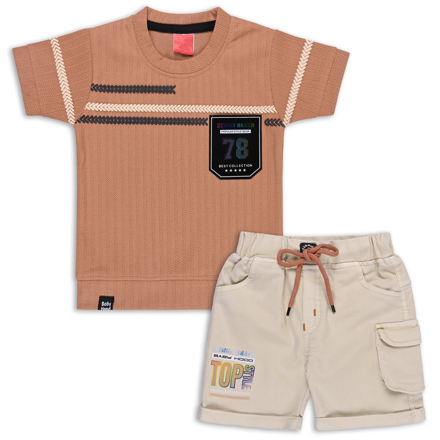 Boys Printed Cotton T-shirt and Shorts Casual Set btp840