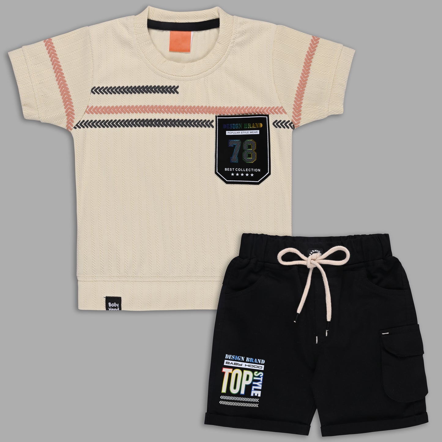 Boys Printed Cotton T-shirt and Shorts Casual Set btp840