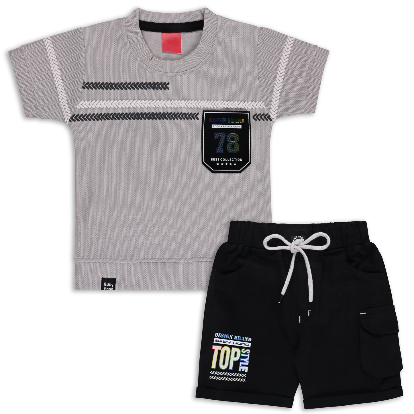 Boys Printed Cotton T-shirt and Shorts Casual Set btp840