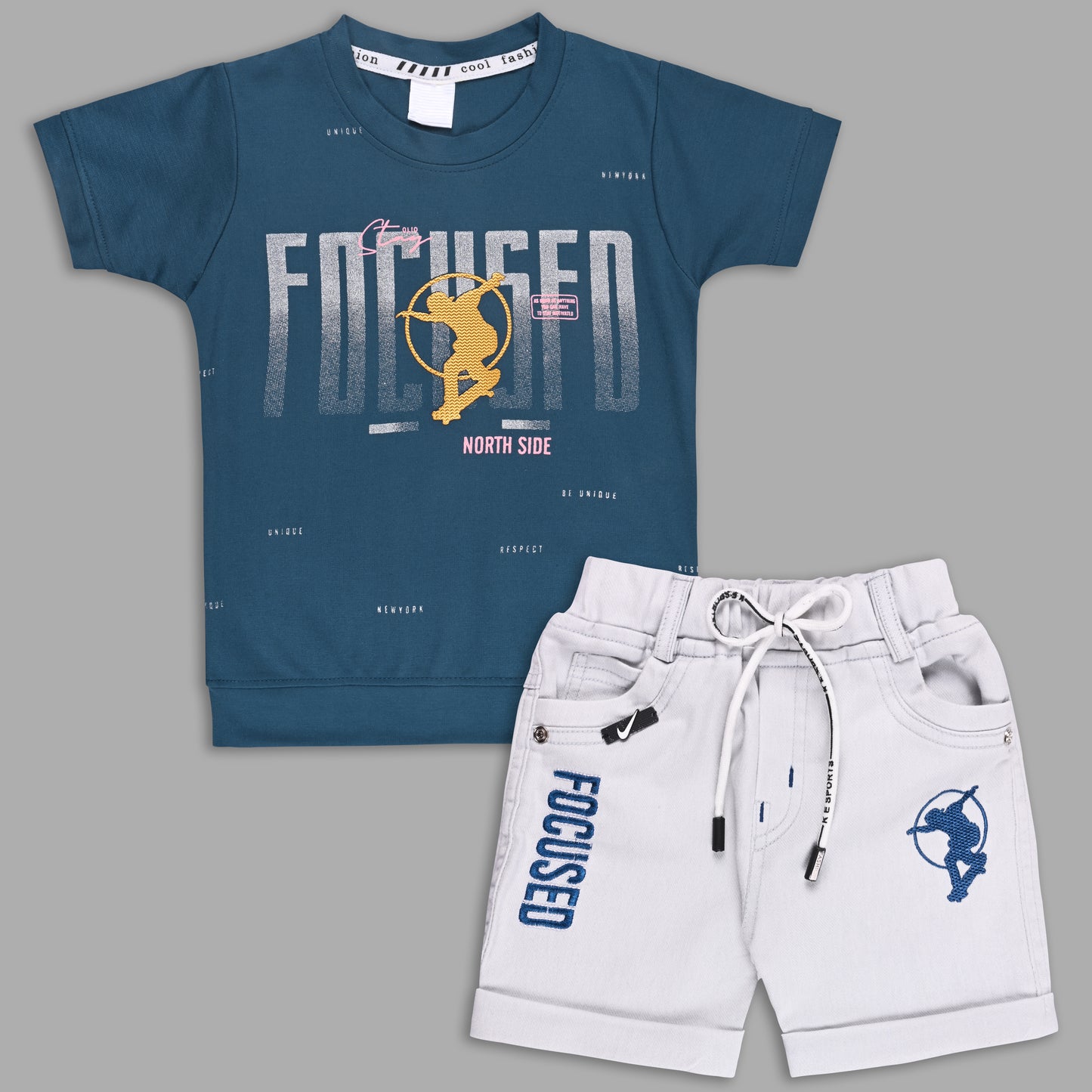 Boys Printed Cotton T-shirt and Shorts Casual Set
