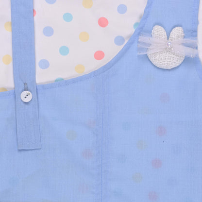 Girls Pastel Polka Cotton Tank Top with One-Shoulder Dungaree btp856
