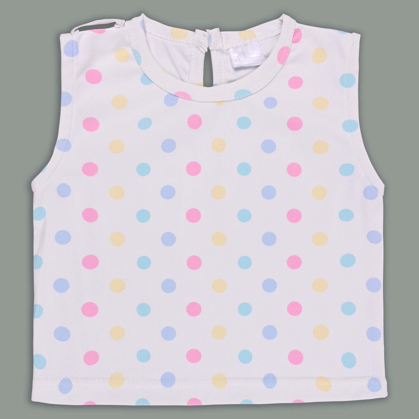 Girls Pastel Polka Cotton Tank Top with One-Shoulder Dungaree btp856
