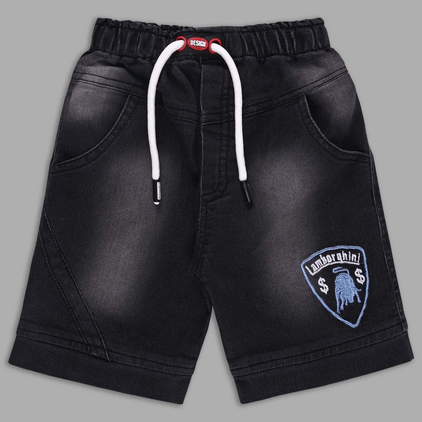 Boys Colorblock Cotton Polo T-shirt with Denim Shorts btp860