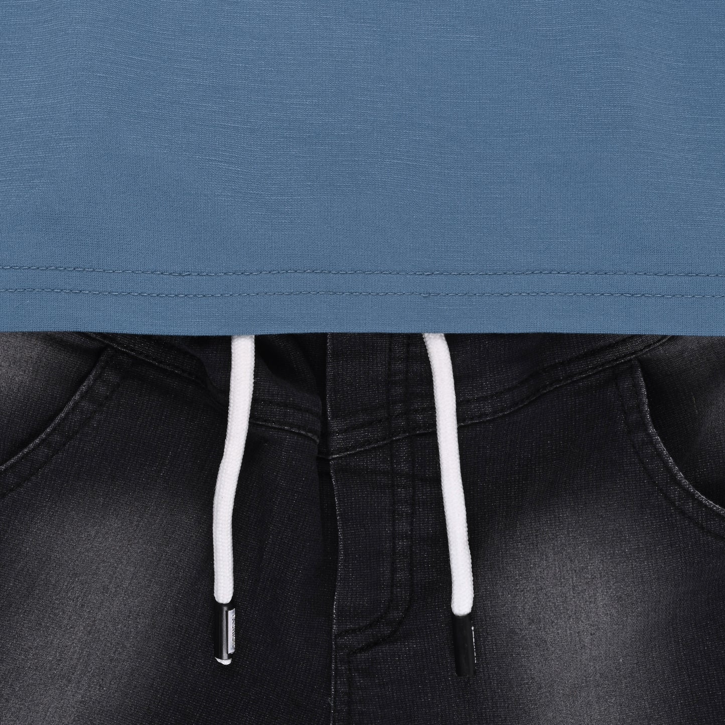 Boys Colorblock Cotton Polo T-shirt with Denim Shorts btp860