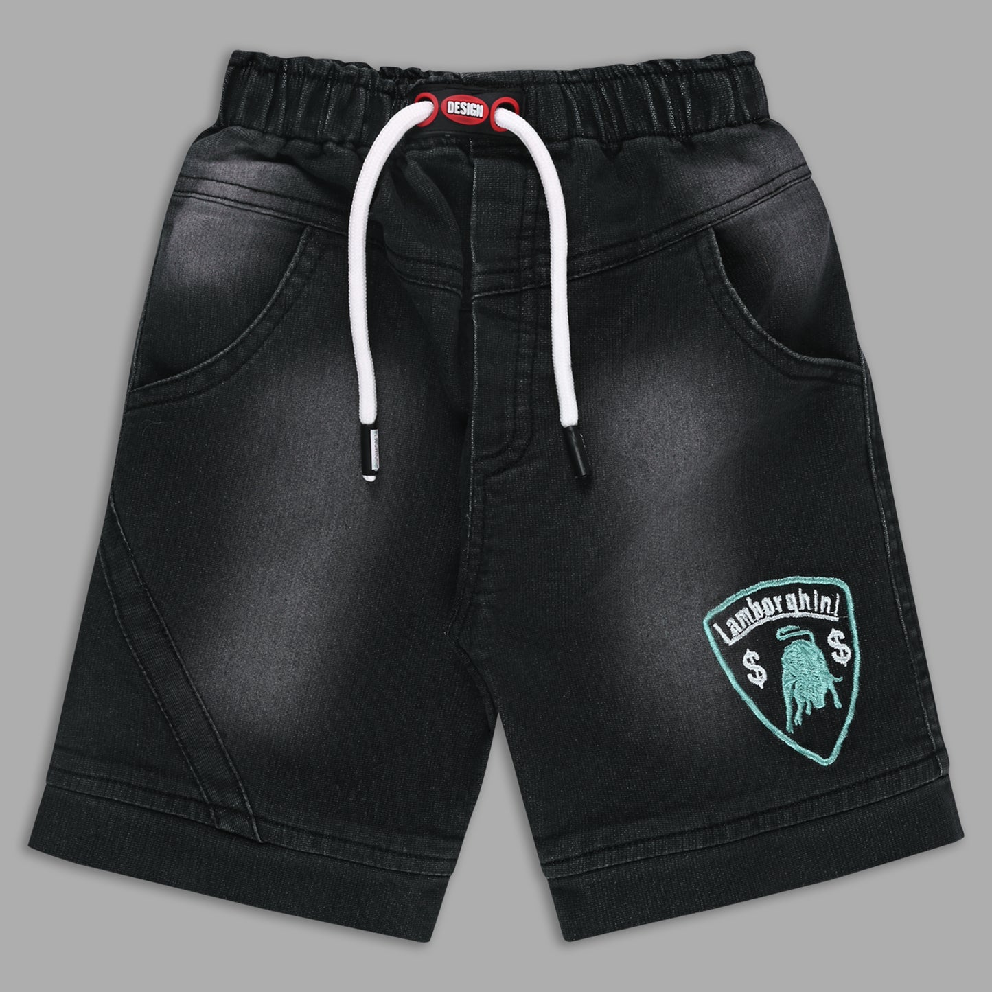 Boys Colorblock Cotton Polo T-shirt with Denim Shorts btp860