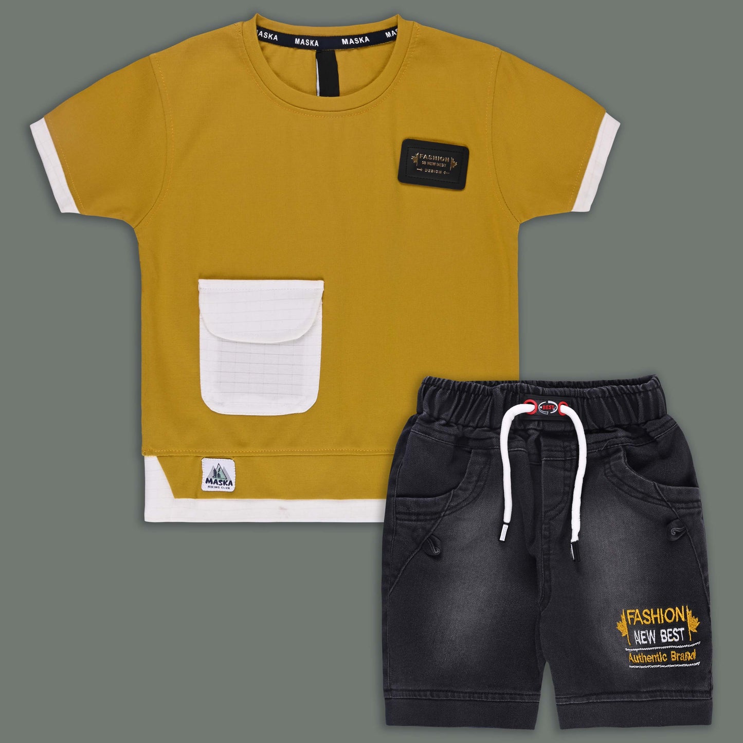 Boys Printed Cotton T-Shirt and Shorts Set