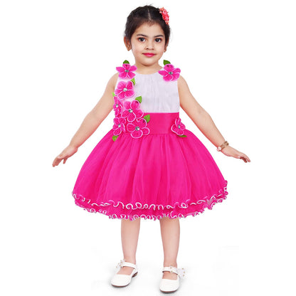 Baby Girls Partywear Dress Frocks For Girls (fr195pnk)