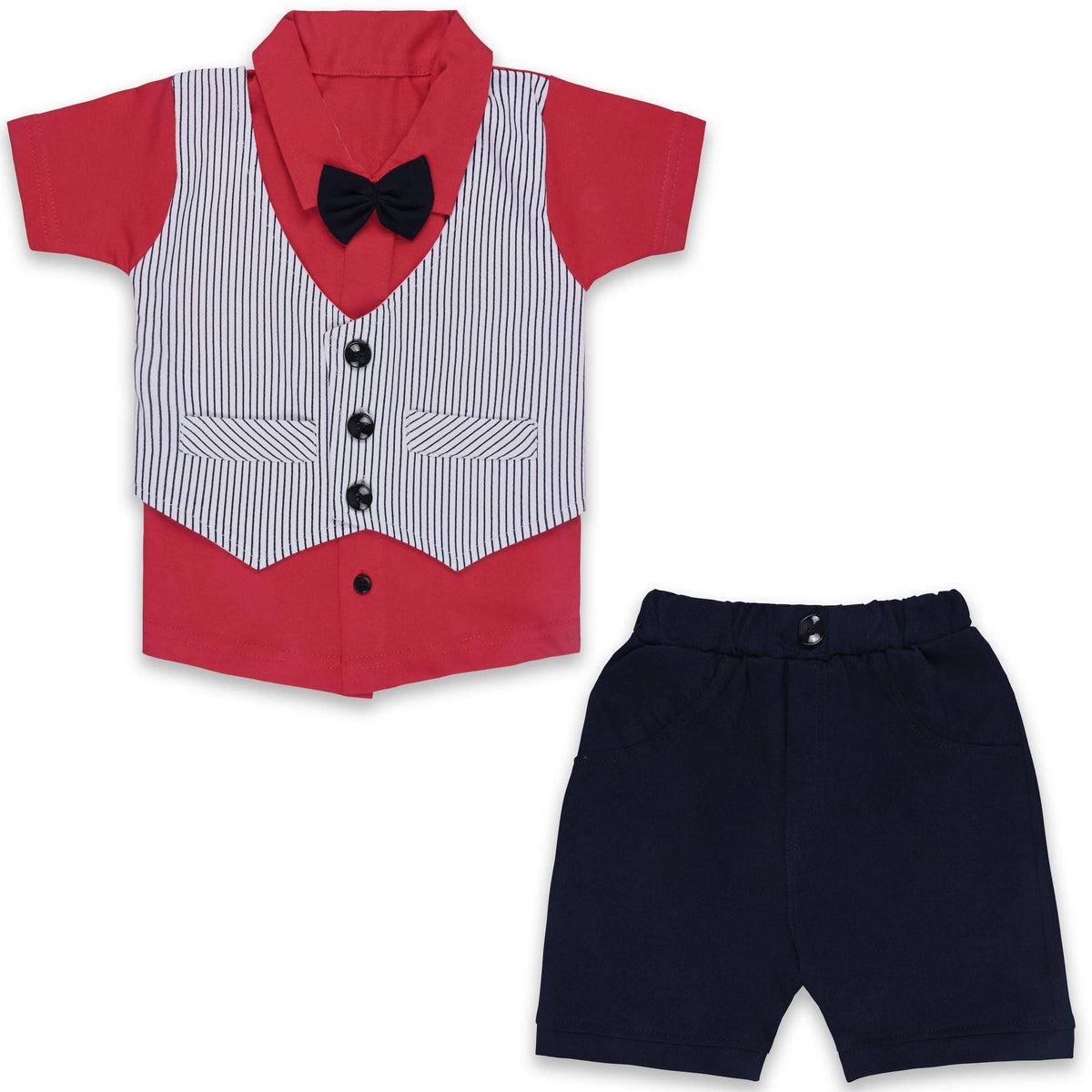 Baby Boys Cotton Striped T-shirt and Shorts Clothing Set - Wish Karo - photo 2