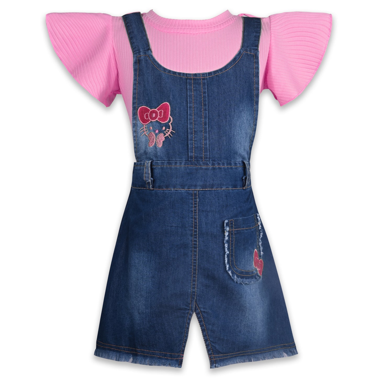 Girls Printed Top and Shorts Dungaree Set csl1003