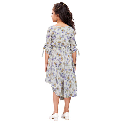 Girls Floral Print 3/4 Sleeve Fit and Flare Frock Dress csl1017