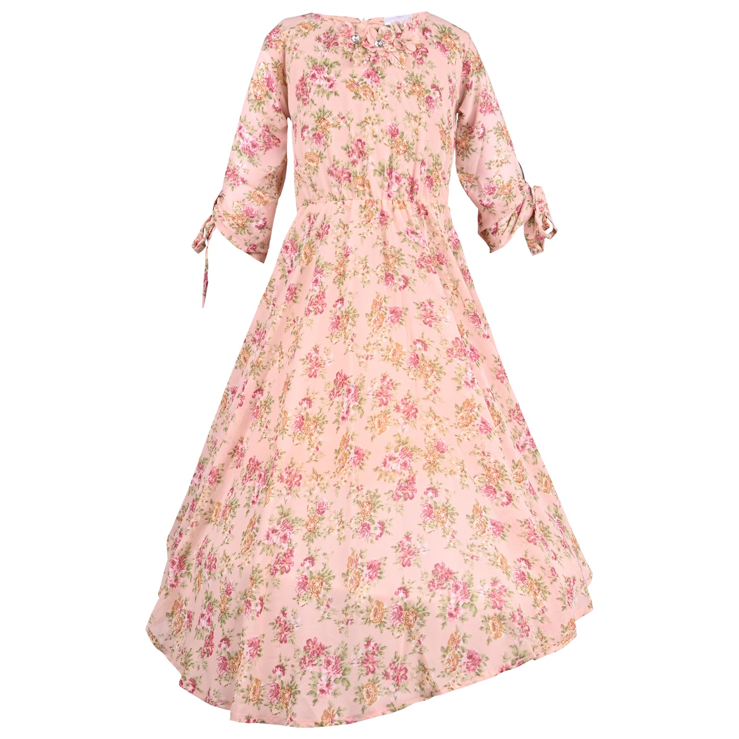 Girls Floral Print 3/4 Sleeve Fit and Flare Frock Dress csl1017