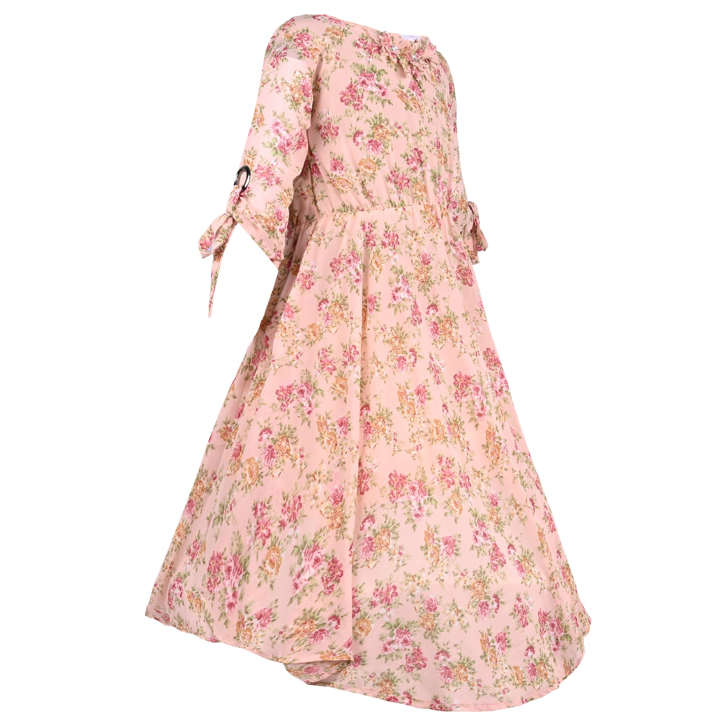 Girls Floral Print 3/4 Sleeve Fit and Flare Frock Dress csl1017