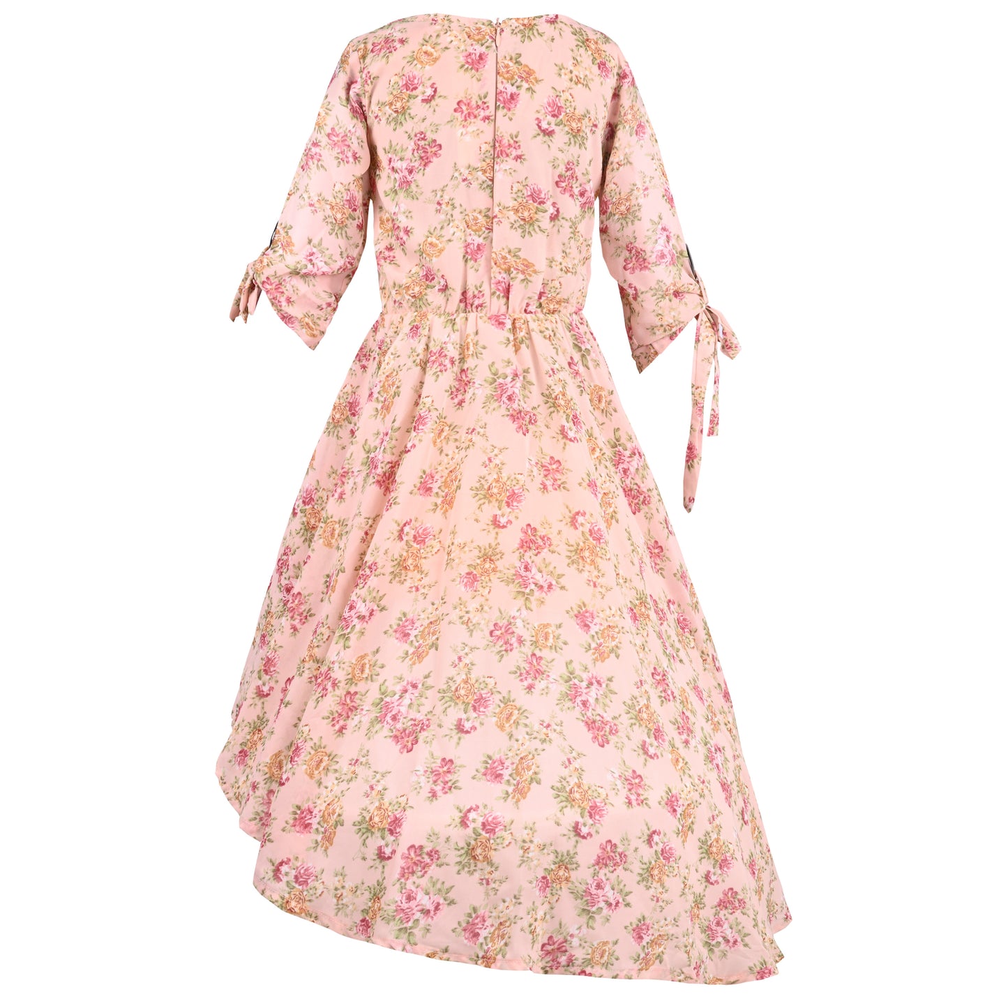 Girls Floral Print 3/4 Sleeve Fit and Flare Frock Dress csl1017