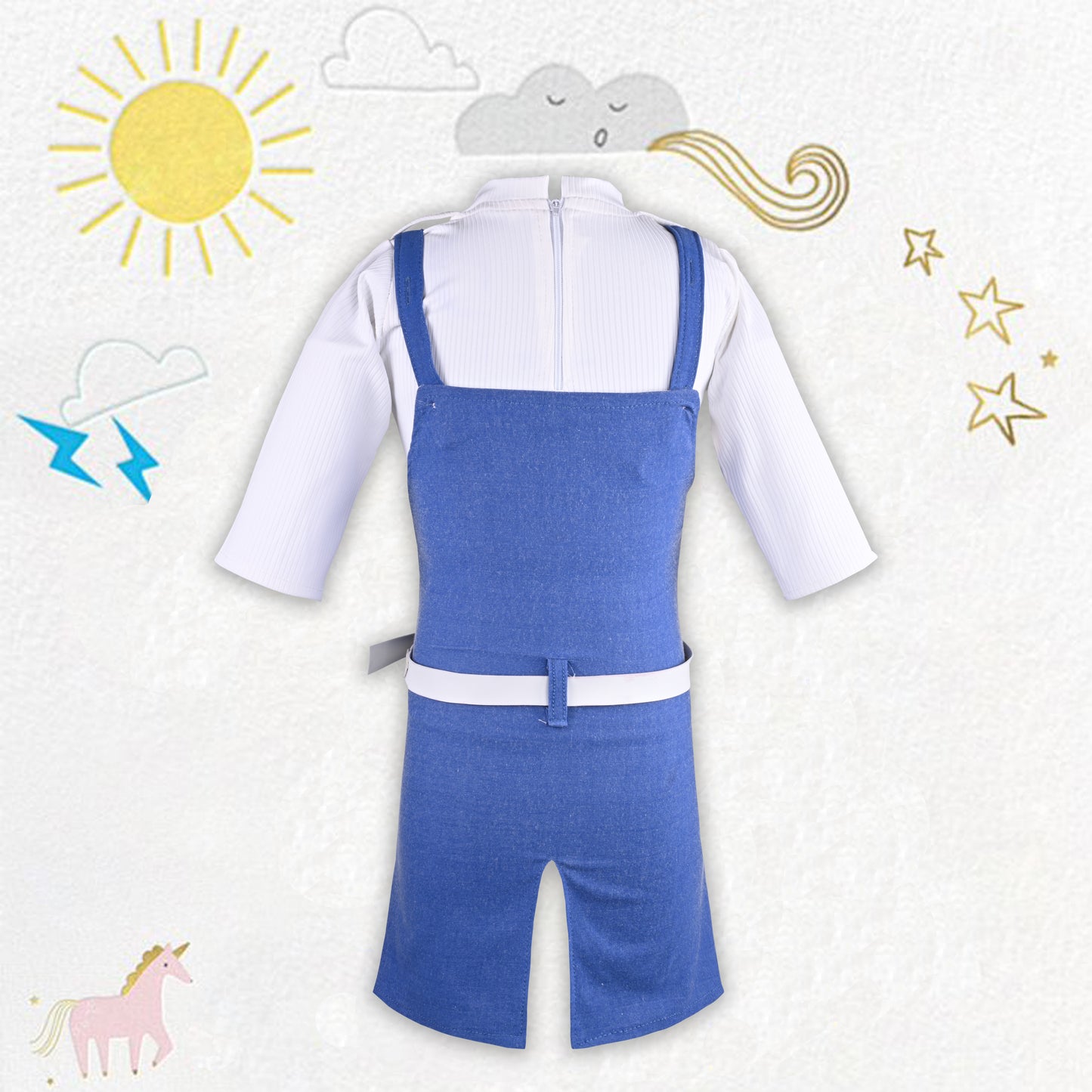 Girls Stylish Top and Dungaree Set with Belt csl1049lb